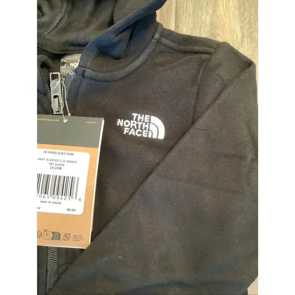 The North Face Baby 18-24M Black Glacier Fleece Full Zip Hoodie Jacket B23-2